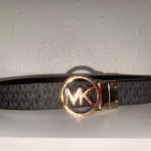Reversible Michael Kors Black & brown Belt with Gold BlackLogo Buckle